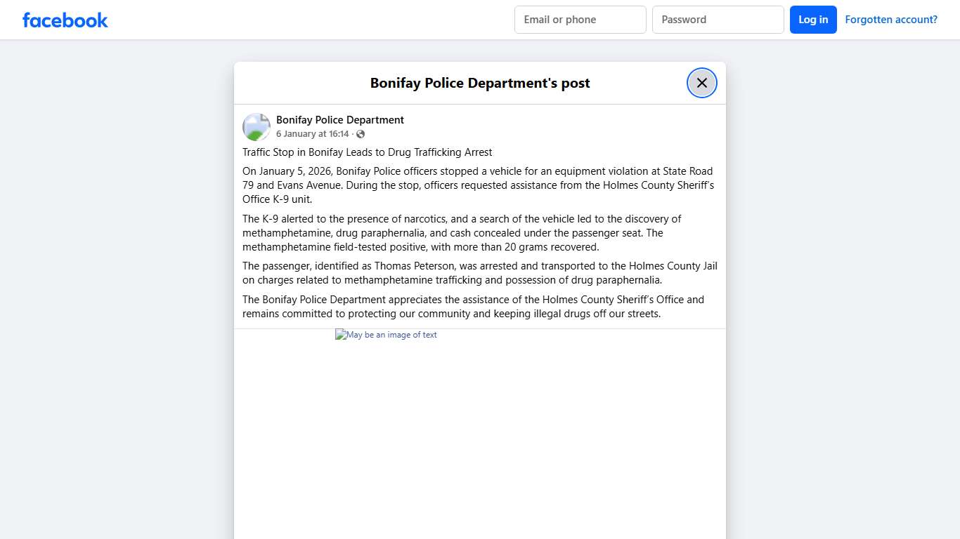 Traffic Stop in Bonifay Leads... - Bonifay Police Department | Facebook