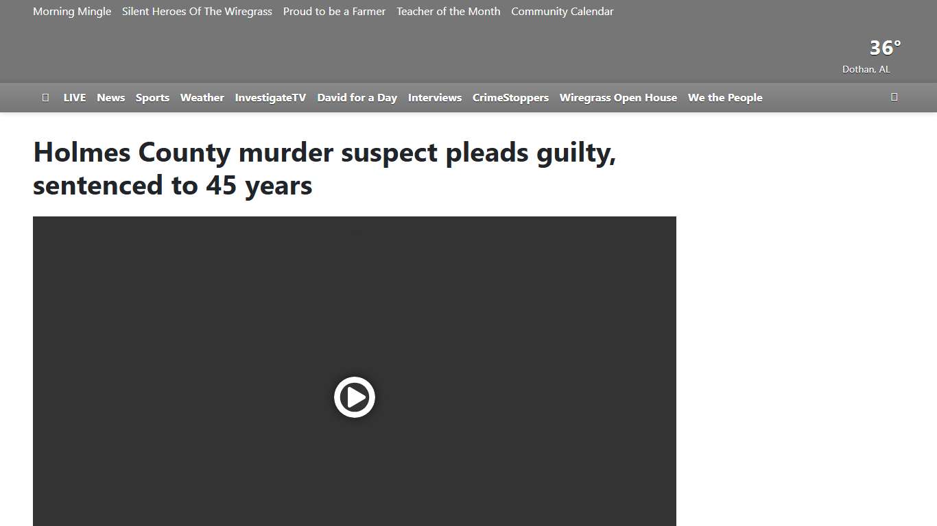 Holmes County murder suspect pleads guilty, sentenced to 45 years